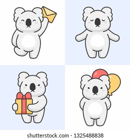 Vector set of cute koala characters