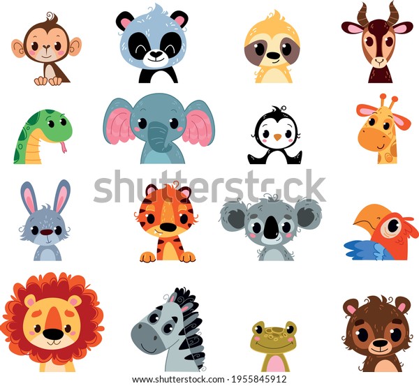 Vector Set Cute Little Animals African Stock Vector (Royalty Free ...