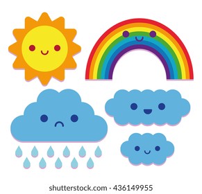 Vector Set Of Cute Nature Icons Isolated On White Background