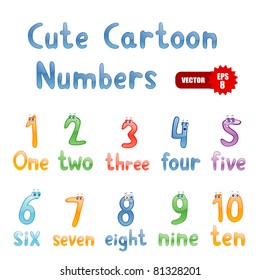 Vector set of cute numbers for children education