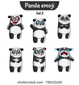Vector set of cute panda characters. Set 3