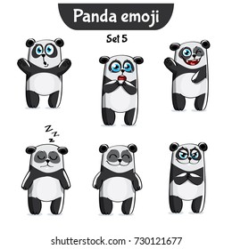 Vector set of cute panda characters. Set 5