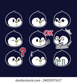 Vector set of cute cute penguins