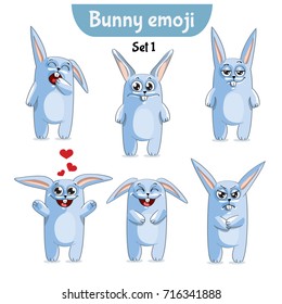 Vector set of cute rabbit characters. Set 1