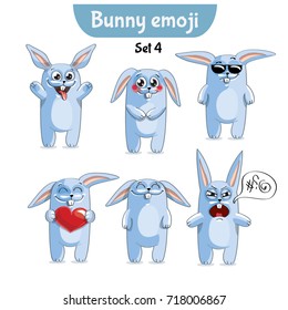 Vector set of cute rabbit characters. Set 4