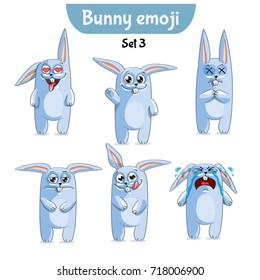 Vector set of cute rabbit characters. Set 3
