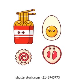 Vector set cute ramen variants simple vector design