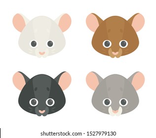 Vector set of cute rats. 