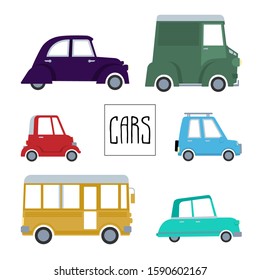 Vector set of cute retro cars.