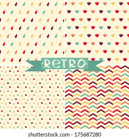 Vector set of cute retro pattern.