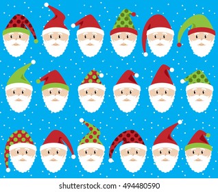 Vector Set of Cute Santa Claus Faces or Heads