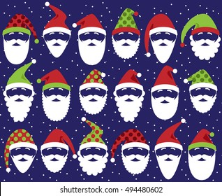 Vector Set of Cute Santa Claus Faces or Heads