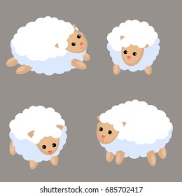 Vector set of cute sheep. Sheep made in cartoon style.