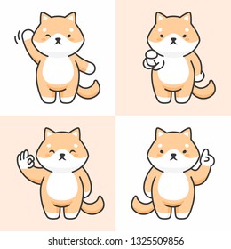 Vector set of cute shiba inu dog characters