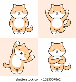 Vector set of cute shiba inu dog characters