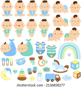 A Vector Set of Cute and Simple Baby Boy