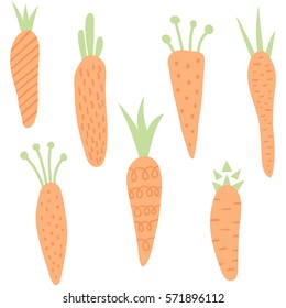 vector set of a cute simple carrots on isolated background