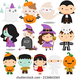 A Vector Set of Cute and Simple Halloween Character