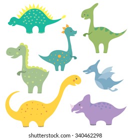 vector set with cute smiling dinosaurs