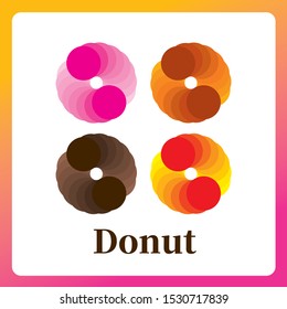 Vector set cute snack food classic donut.