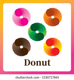 Vector set cute snack food classic donut.