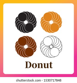 Vector set cute snack food donut.