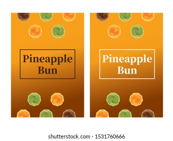 Vector set cute snack food, breakfast or afternoon tea, pineapple bun poster.