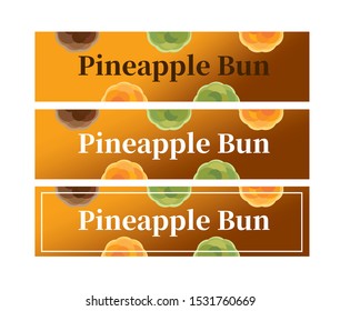 Vector set cute snack food, breakfast or afternoon tea, pineapple bun banner.
