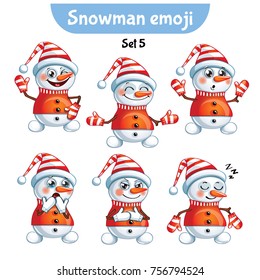 Vector set of cute snowman characters.