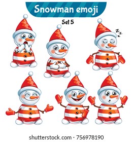 Vector set of cute snowman characters. Set 5