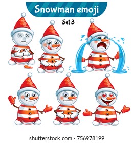 Vector set of cute snowman characters. Set 3