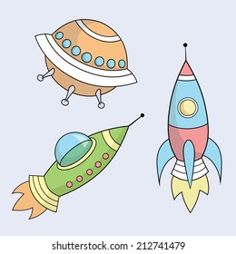 vector set of cute space elements