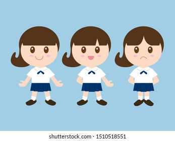 
Vector set cute student girl.