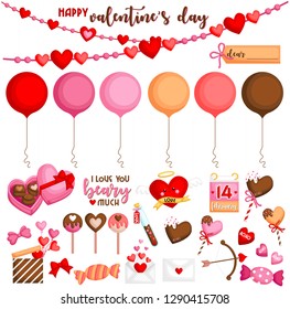 A Vector Set of Cute and Sweet Valentine Items for the Celebration 