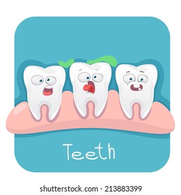 vector set of cute teeth for dentistry for dental pain and treatment