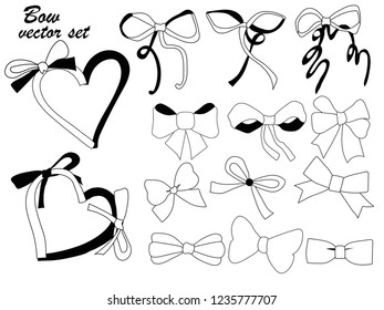 Vector set. Cute a variety of bows.Transparent background. All elements are isolated