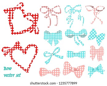 Vector set. Cute variety of bows.Transparent background. All elements are isolated