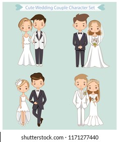 juego vectorial de personaje de pareja de novias adorables