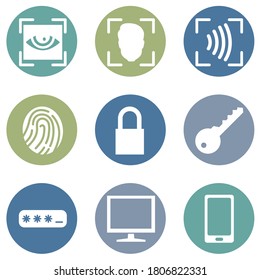 Vector Set of Cyber Security Icons. IT Defence Service.