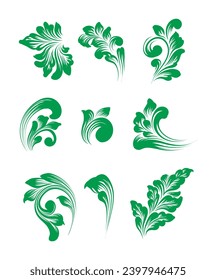 Vector set of damask ornamental elements.	
