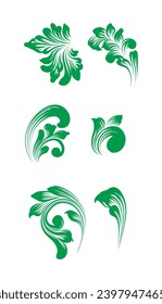 Vector set of damask ornamental elements.	
