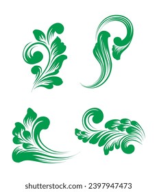 Vector set of damask ornamental elements.	
