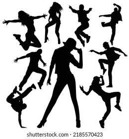 Vector Set of Dancer Silhouettes Illustration Isolated on White Background