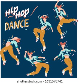 Vector Set Dancing Character Teenage Girl Stock Vector (Royalty Free ...