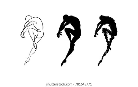 vector set of dancing man silhouette