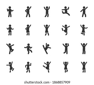 Vector set of dancing people flat icons. Pixel perfect.