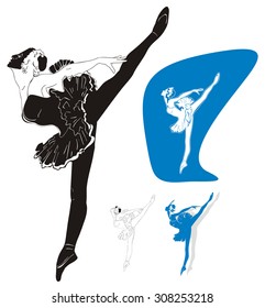 Vector set of dancing woman, hand drawn in cartoons  style.