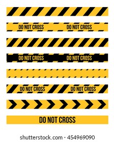 Vector set of Danger and Police Tape Lines for restriction and dangerous zones, construction site, crime places, EPS8 illustration