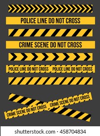 Vector set of Danger and Police Tape Lines for restriction and dangerous zones, construction site, crime places svg