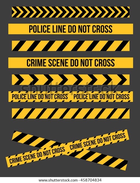規制区域や危険区域 工事現場 犯罪現場用の危険と警察のテープ ラインのベクター画像セット のベクター画像素材 ロイヤリティフリー